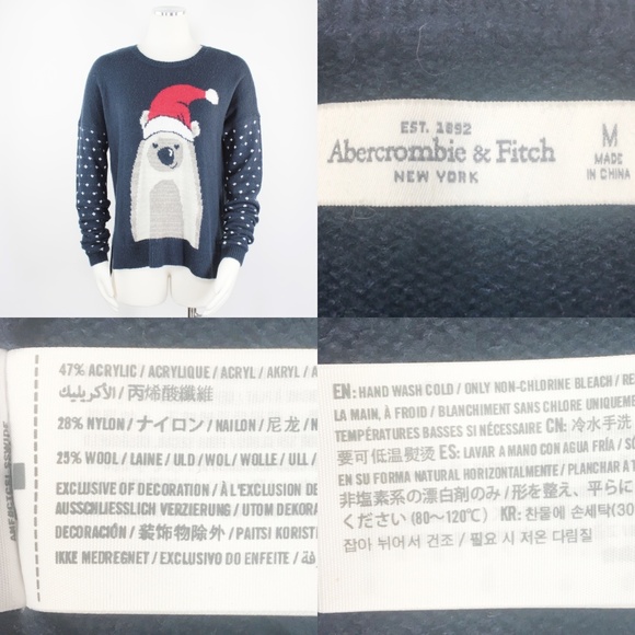 Abercrombie & Fitch Santa Bear Intarsia Oversize M - Picture 8 of 8